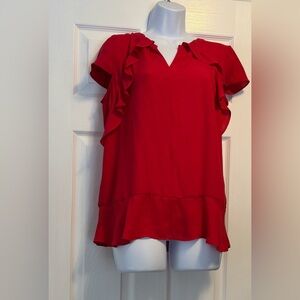 Red Ruffled Women's Top